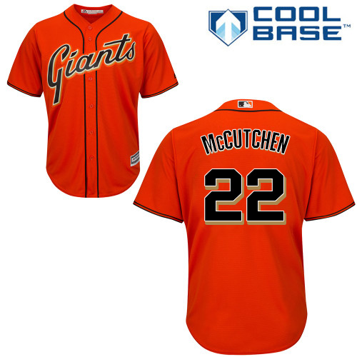 Giants #22 Andrew McCutchen Orange Alternate Cool Base Stitched Youth MLB Jersey